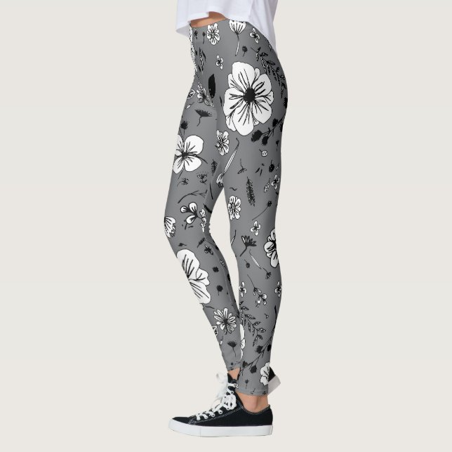 Blommigt Grått Leggings (Vänster)