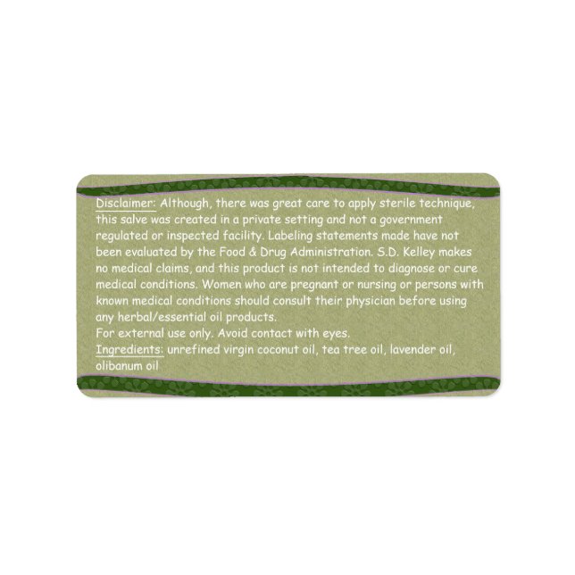 Blommigt & Grått Struktur Ingredienser/ansvarsfris Adressetikett (Framsidan)