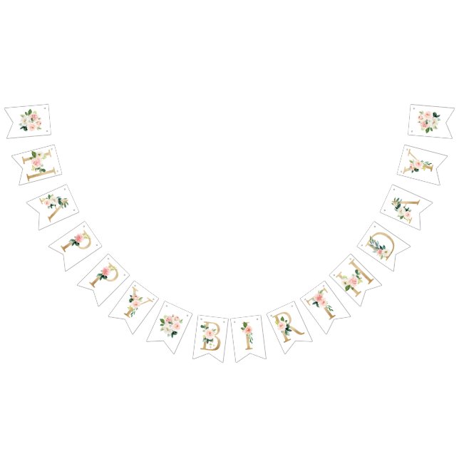 Blommigt Grattis på födelsedagen Bunting Flaggor,  Vimplar (Alla)