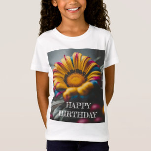 Blommigt Grattis på födelsedagen Girls' T Shirt