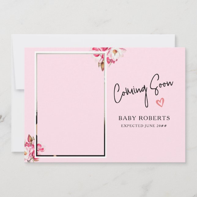 Blommigt Gravid Fotomeddelande | Kommer snart Meddelande (Framsida)