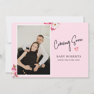 Blommigt Gravid Fotomeddelande Kommer snart Meddelande