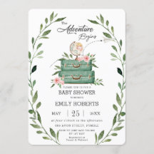 Blommigt Greenery Äventyr Baby Shower Travel