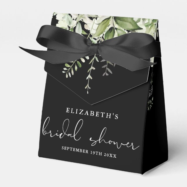 Blommigt Greenery Black and White Möhippa Presentaskar (Framsidan Sidan)