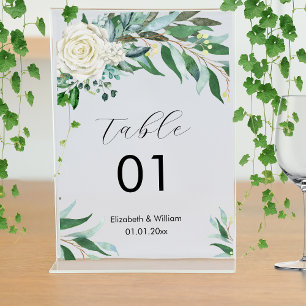 Blommigt Greenery Bröllop Event Business Bordsnummer
