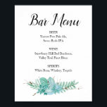 Blommigt Greenery Bröllop Pub Menu Drink Sign Poster<br><div class="desc">Menytecknet i elegant pub,  som är en bra grey och en kombination av skript och blockera typsnitt,  är perfekt att lägga till i dryckesområdet för att informera dina gäster om vilka drycker som finns tillgängliga under mottagningen.</div>