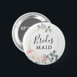 Blommigt Greenery Brudens sida Button Bridesmaid Knapp<br><div class="desc">Den här fina Bridesmaid-stiftet är perfekt för din bachelorette-fest eller möhippa!</div>