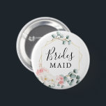 Blommigt Greenery Brudens sida Button Bridesmaid Knapp<br><div class="desc">Den här fina Bridesmaid-stiftet är perfekt för din bachelorette-fest eller möhippa!</div>