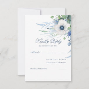 Blommigt Greenery Dusty Blue Bröllop OSA Kort