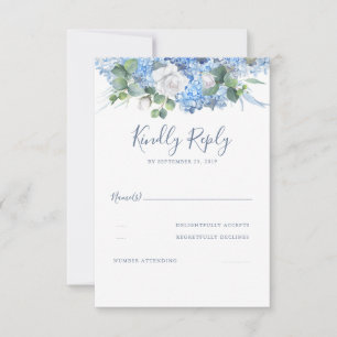 Blommigt Greenery Dusty Blue Bröllop OSA Kort