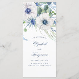 Blommigt Greenery Dusty Blue Garden Wedding Progra Program