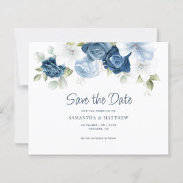 Blommigt Greenery Dusty Blue Spara datum