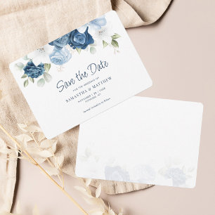 Blommigt Greenery Dusty Blue Watercolor Spara Datumet