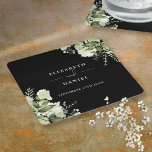 Blommigt Greenery Elegant Black and White Bröllop Underlägg Papper Kvadrat<br><div class="desc">Elegantens blommigt grönt svart och vitt bröllop underlägg personlig med namn och speciella bröllop. Designad av Thisisnotme©</div>