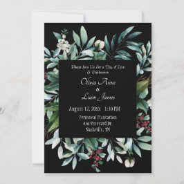 Blommigt Greenery Elegant Chic Script Namn Bröllop Inbjudningar