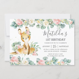 Blommigt Greenery Eucalyptus Cute Kangaroo Birthda Inbjudningar