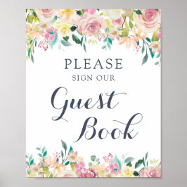 Blommigt Greenery Eucalyptus Guest Bok Sign Poster