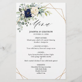  Blommigt Greenery Geometric Bröllop Menu