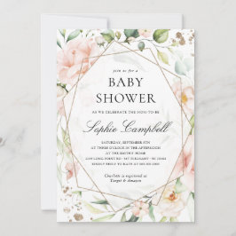 Blommigt Greenery Girl Rustic Baby Shower Inbjudningar