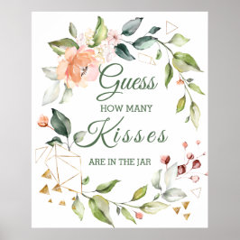 Blommigt Greenery gissar hur många Kisses-spel Poster