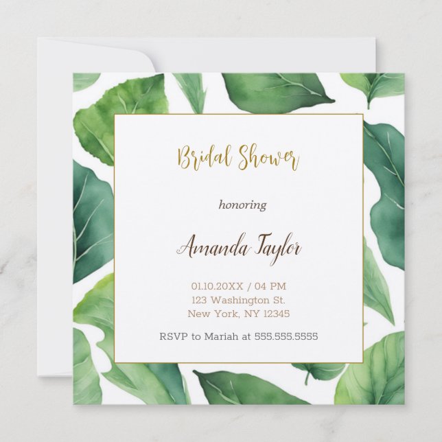 Blommigt Greenery Minimal Calligraphy-Möhippa Inbjudningar (Framsida)