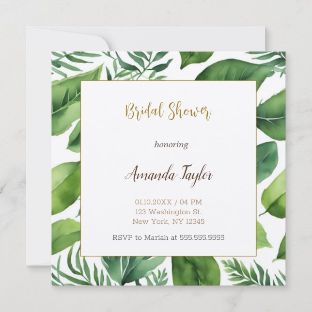 Blommigt Greenery Minimal Calligraphy-Möhippa Inbjudningar (Framsida)