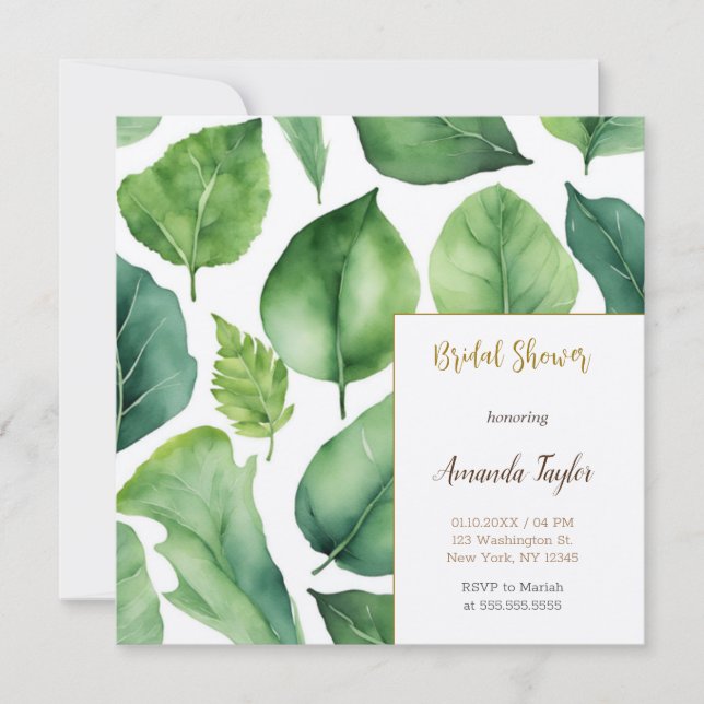 Blommigt Greenery Minimal Calligraphy-Möhippa Inbjudningar (Framsida)