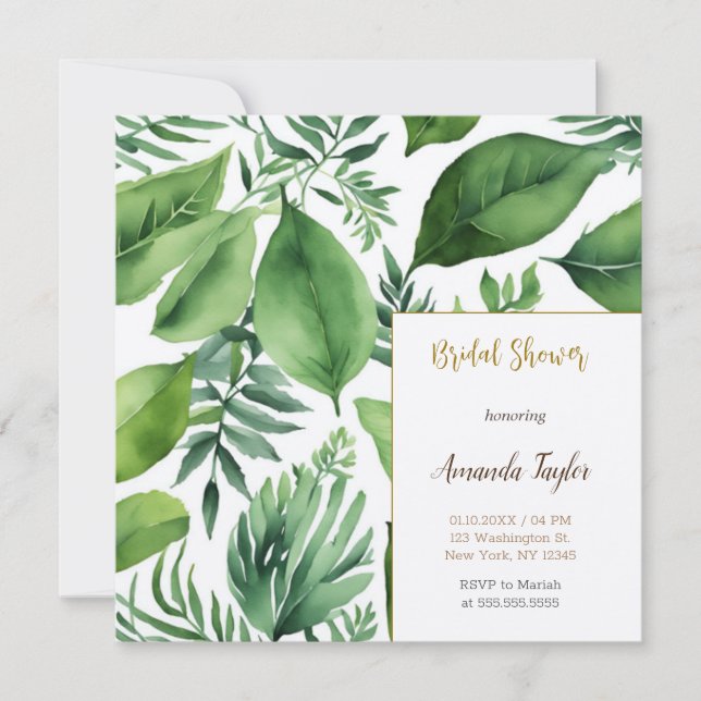 Blommigt Greenery Minimal Calligraphy-Möhippa Inbjudningar (Framsida)