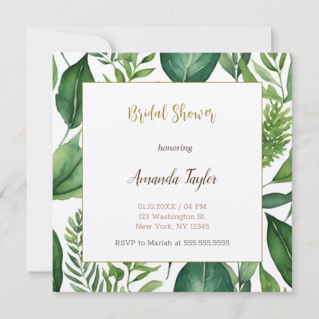 Blommigt Greenery Minimal Calligraphy-Möhippa Inbjudningar (Framsida)