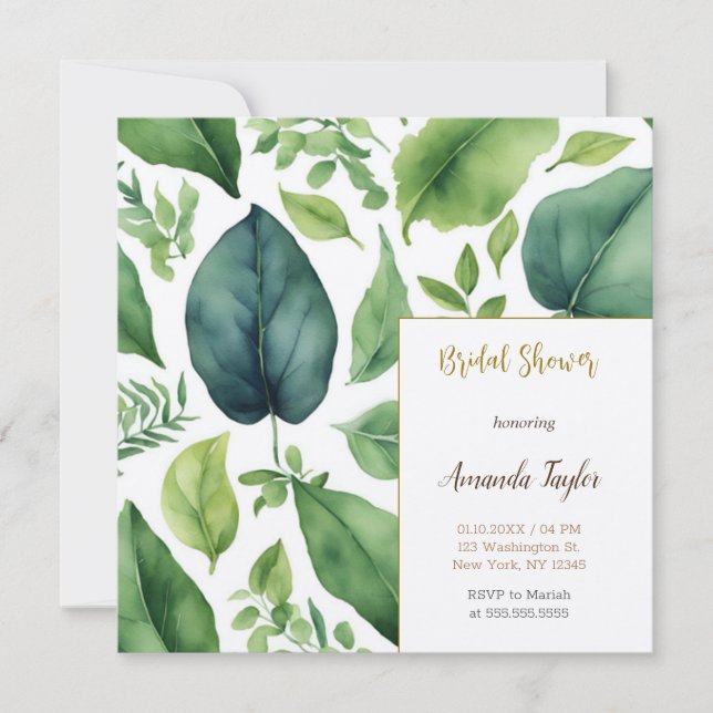 Blommigt Greenery Minimal Calligraphy-Möhippa Inbjudningar (Framsida)