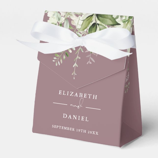 Blommigt Greenery Monogram Mauve Bröllop Presentaskar (Framsidan Sidan)