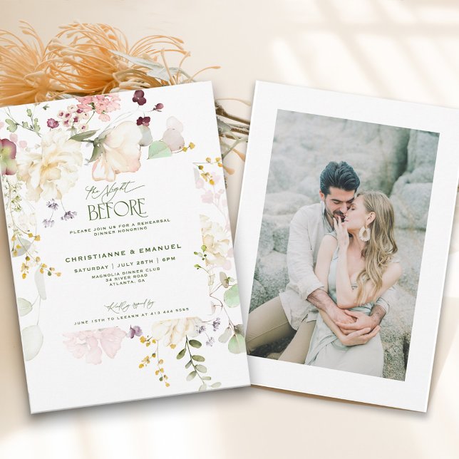 Blommigt Greenery natten före rehearsal Inbjudningar (Skapare uppladdad)