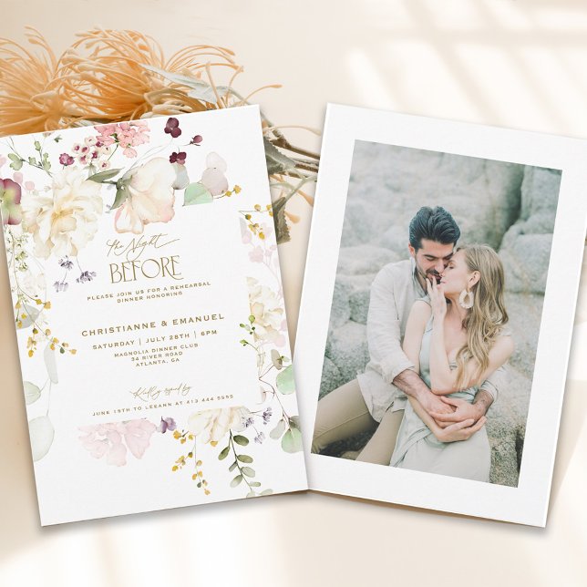 Blommigt Greenery natten före rehearsal Inbjudningar (Skapare uppladdad)
