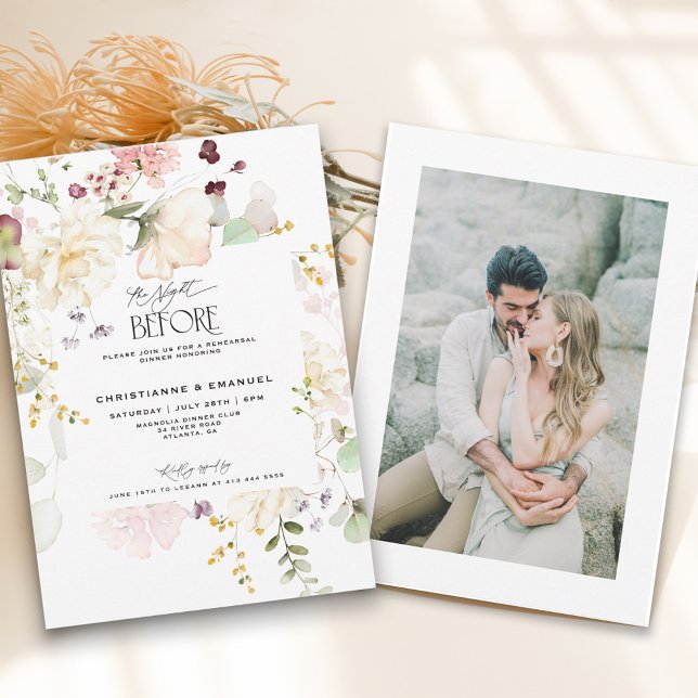 Blommigt Greenery natten före rehearsal Inbjudningar (Skapare uppladdad)