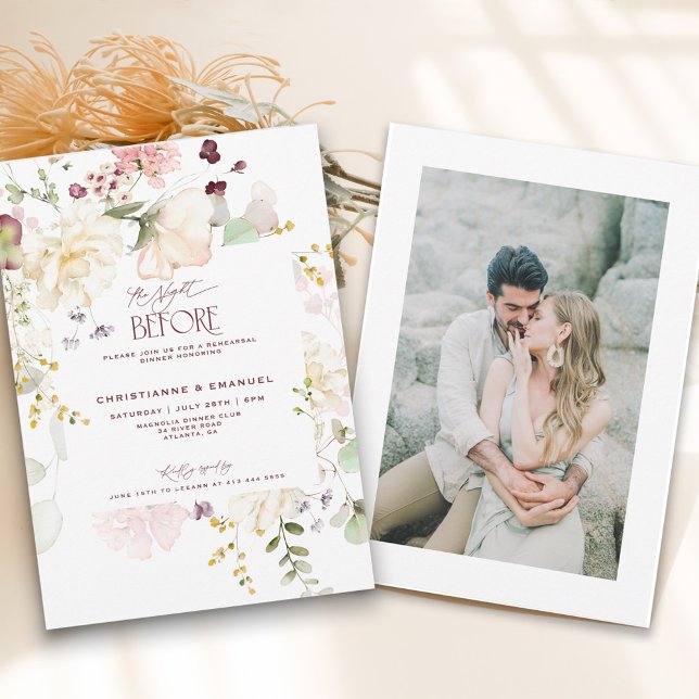 Blommigt Greenery natten före rehearsal Inbjudningar (Skapare uppladdad)