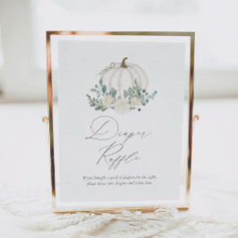 Blommigt Greenery Pumpkin Baby Shower Diaper Raffl Poster