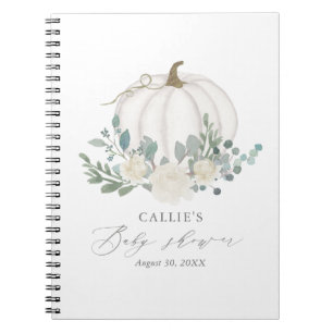 Blommigt Greenery Pumpkin Baby Shower Guest Bok Anteckningsbok