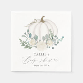 Blommigt Greenery Pumpkin Baby Shower Pappersservett