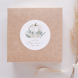 Blommigt Greenery Pumpkin Baby Shower Runt Klistermärke