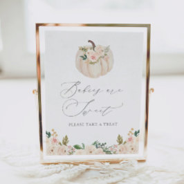 Blommigt Greenery Pumpkin Baby Shower Trets Sign Poster