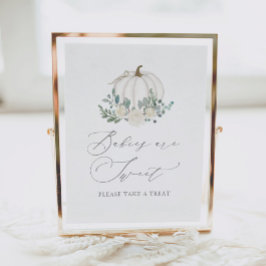 Blommigt Greenery Pumpkin Baby Shower Trets Sign Poster