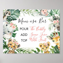Blommigt Greenery Safari Baby Shower Mamma-osa Sig Poster