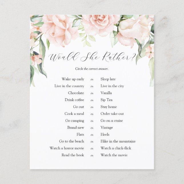  Blommigt Greenery, skulle hon hellre spela (Framsida)