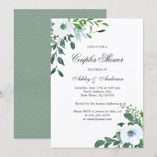 Blommigt Greenery Summer Par Shower-inbjudan Inbjudningar