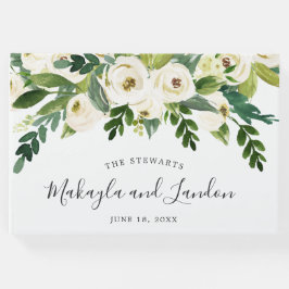 Blommigt Greenery Vit ros Elegant bröllop Gästböcker
