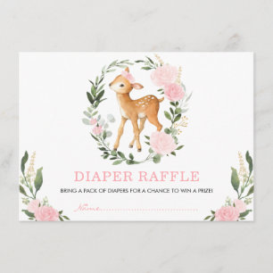 Blommigt Greenery Woodland Hjort Diaper Raffle Tilläggskort