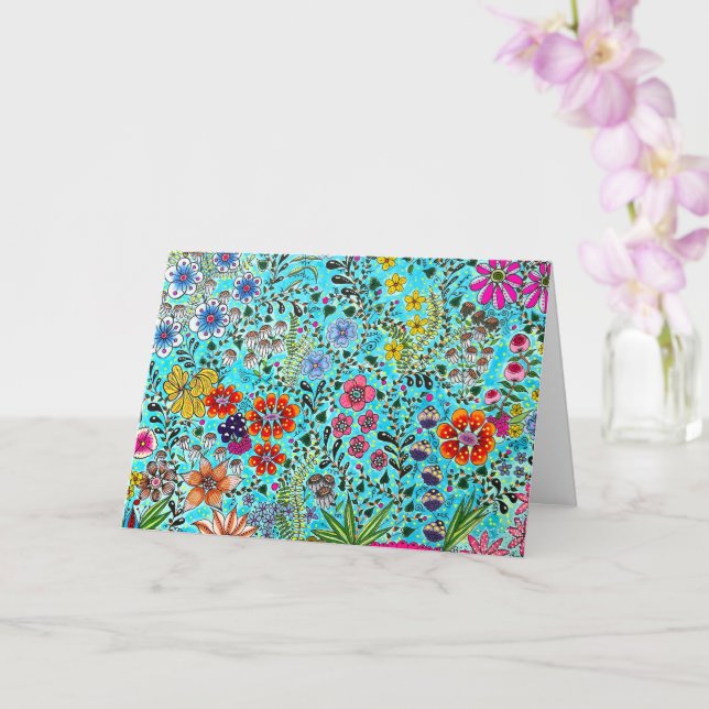 Blommigt Greeting Card utskrivet från originalteck Kort (Orkide)