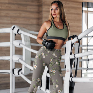 Blommigt Gren Elegant Patterned Lagar Leggings