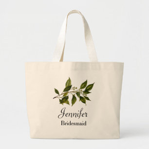 Blommigt Gren Greenery Sizes Bröllop Bridesmaids Jumbo Tygkasse