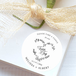 Blommigt & Grenar Heart Tårar of Joy Bröllop Quote Runt Klistermärke